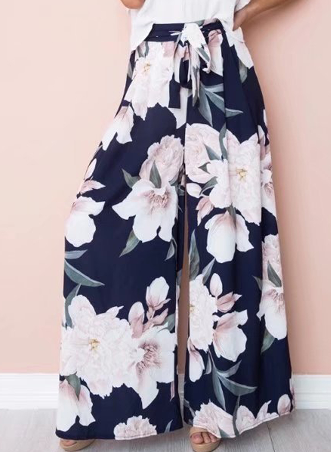 Wide Leg Floral Pants