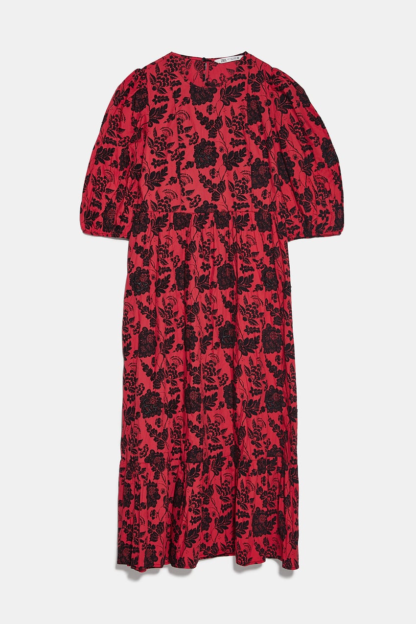 Red Dress with black flowers